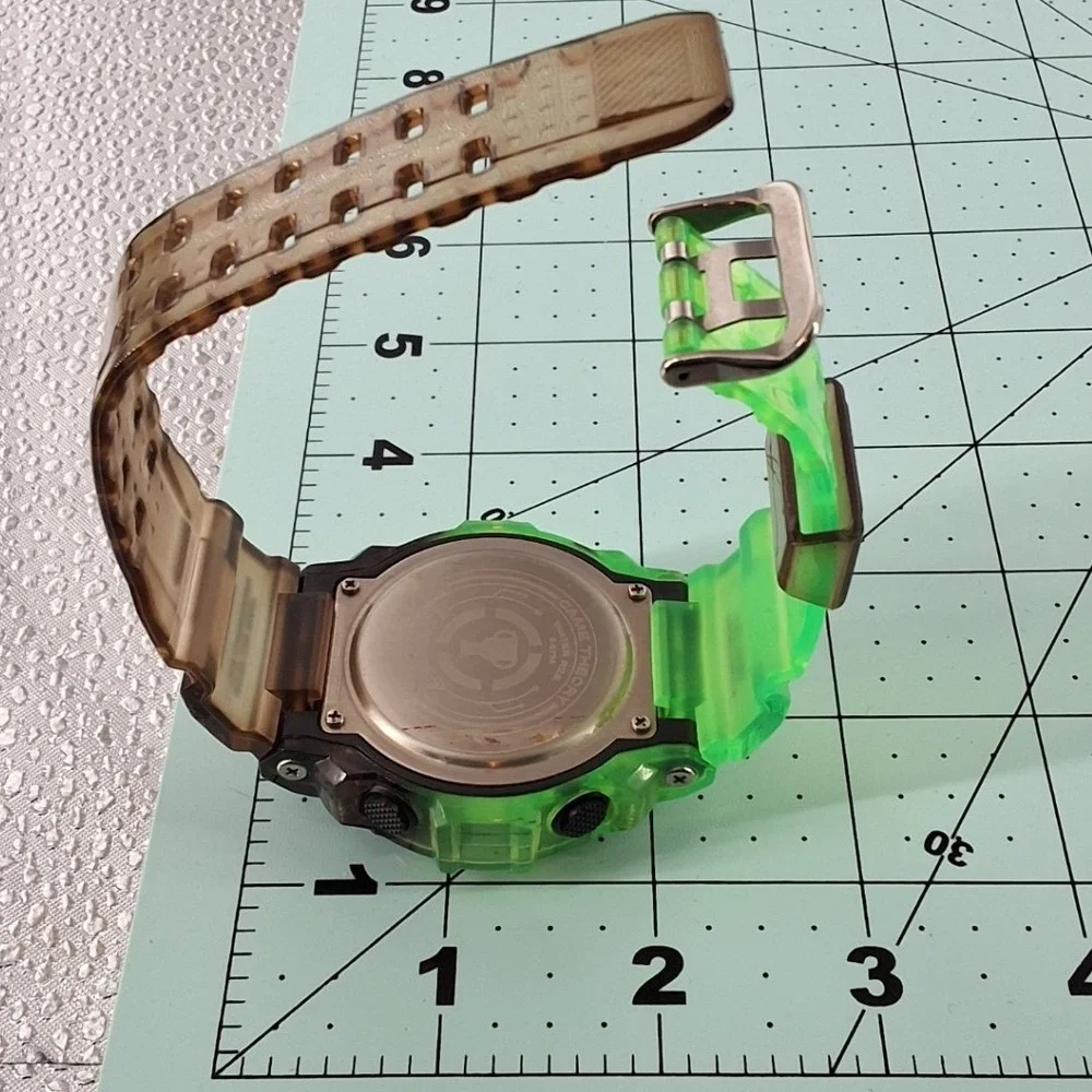 Game Theory Radioactive Digital Watch Neon Green Translucent Chronograph Box Tin